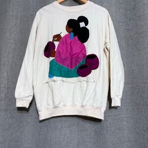 Vintage Alfredo's Wife Women Top Medium Cream Native American Southwest Handmade